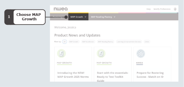 Select "MAP Growth" on the main menu.